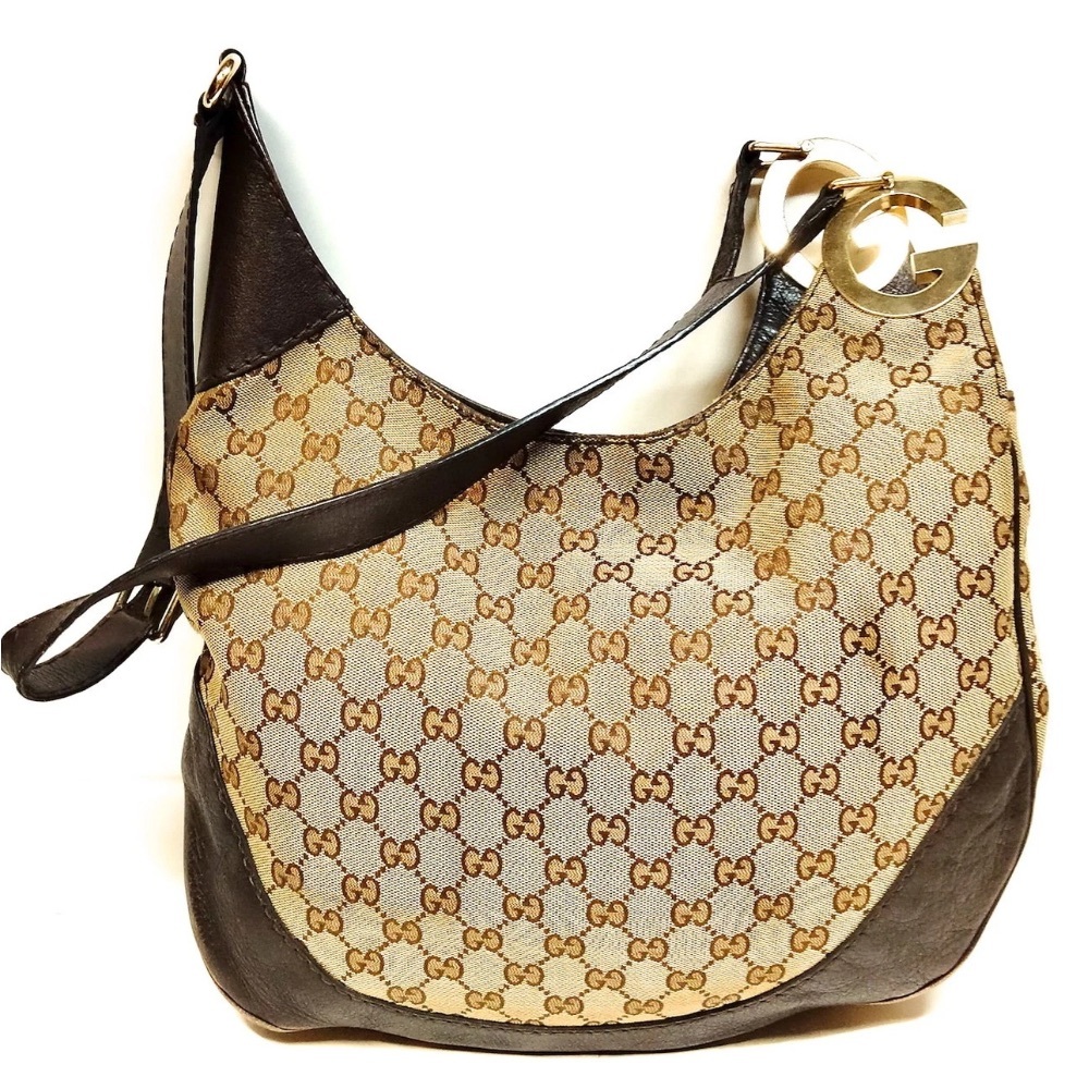 Gucci Caroline Signature Brown and Cream Shoulder Bag Worry Free Returns Option